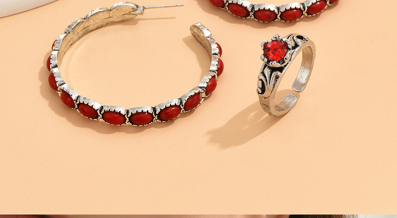 Fashion Silver Alloy Ellipse Loose Ear Ring Ring Set,Rings Set
