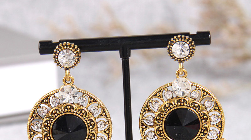 Fashion Gold Alloy Diamond Geometric Round Earrings,Drop Earrings