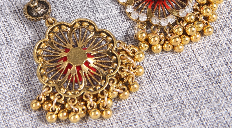 Fashion Gold Alloy Diamond Flower Earrings,Drop Earrings