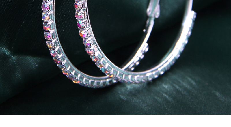 Fashion Ab Color Alloy Square Diamond Round Earrings,Hoop Earrings