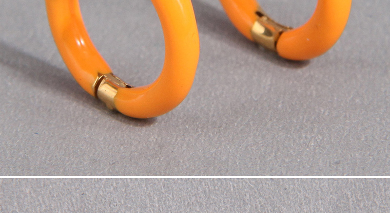 Fashion Orange Titanium Steel Contrasting Glossy Round Earrings,Hoop Earrings