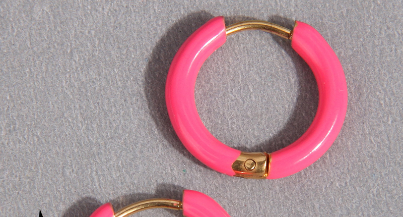 Fashion Rose Red Titanium Steel Contrasting Glossy Round Earrings,Hoop Earrings