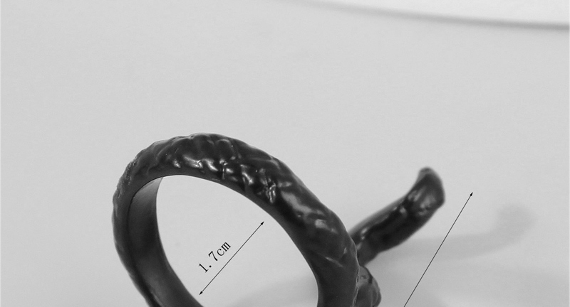 Fashion Black Alloy Geometric Snake Open Ring,Fashion Rings