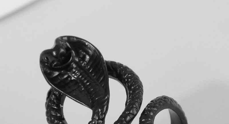 Fashion Black Alloy Geometric Snake Open Ring,Fashion Rings