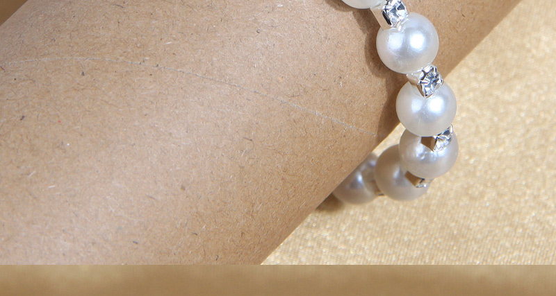 Fashion White Alloy Diamond And Pearl Beaded Bracelet,Fashion Bangles
