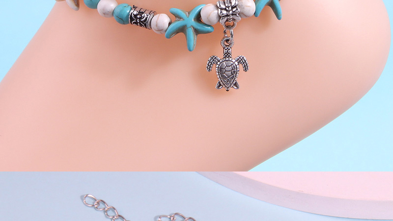 Fashion Silver Alloy Geometric Beaded Starfish Turtle Anklet,Fashion Anklets