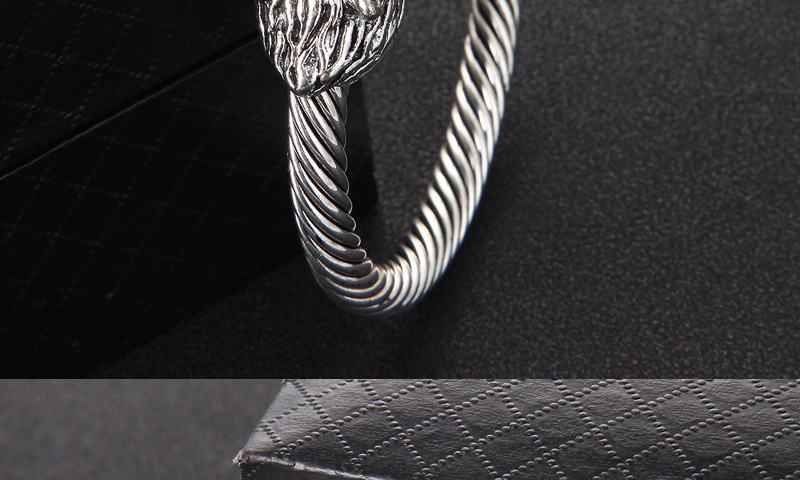Fashion Silver Alloy Geometric Leopard Head Thread Cuff Bracelet,Fashion Bangles
