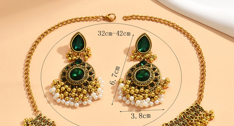 Fashion Gold Alloy Diamond Geometric Necklace And Earrings Set,Jewelry Sets