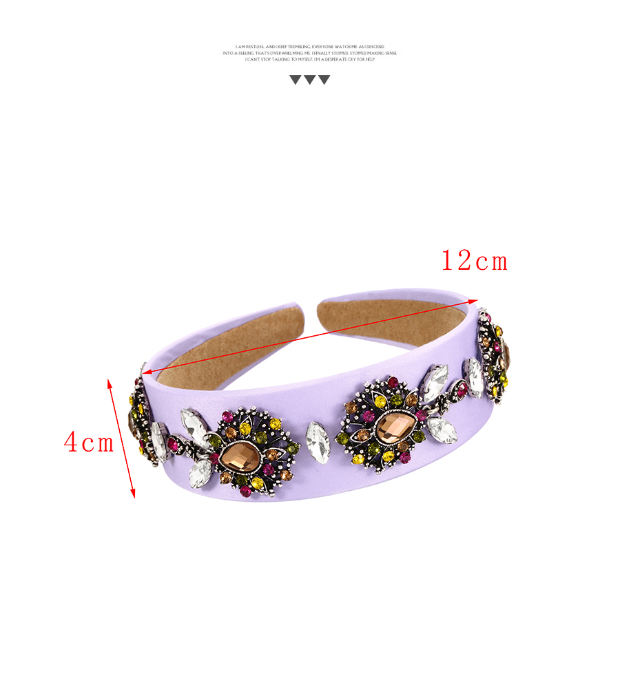Fashion Light Purple Fabric Alloy Diamond-studded Water Drop Flower Headband,Head Band