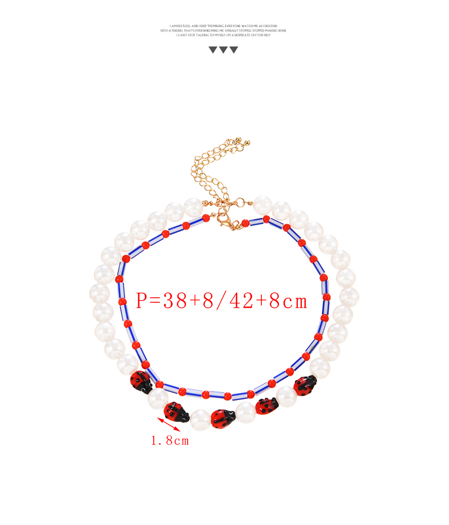 Fashion Red-2 Pearl Double Resin Duck Necklace,Multi Strand Necklaces