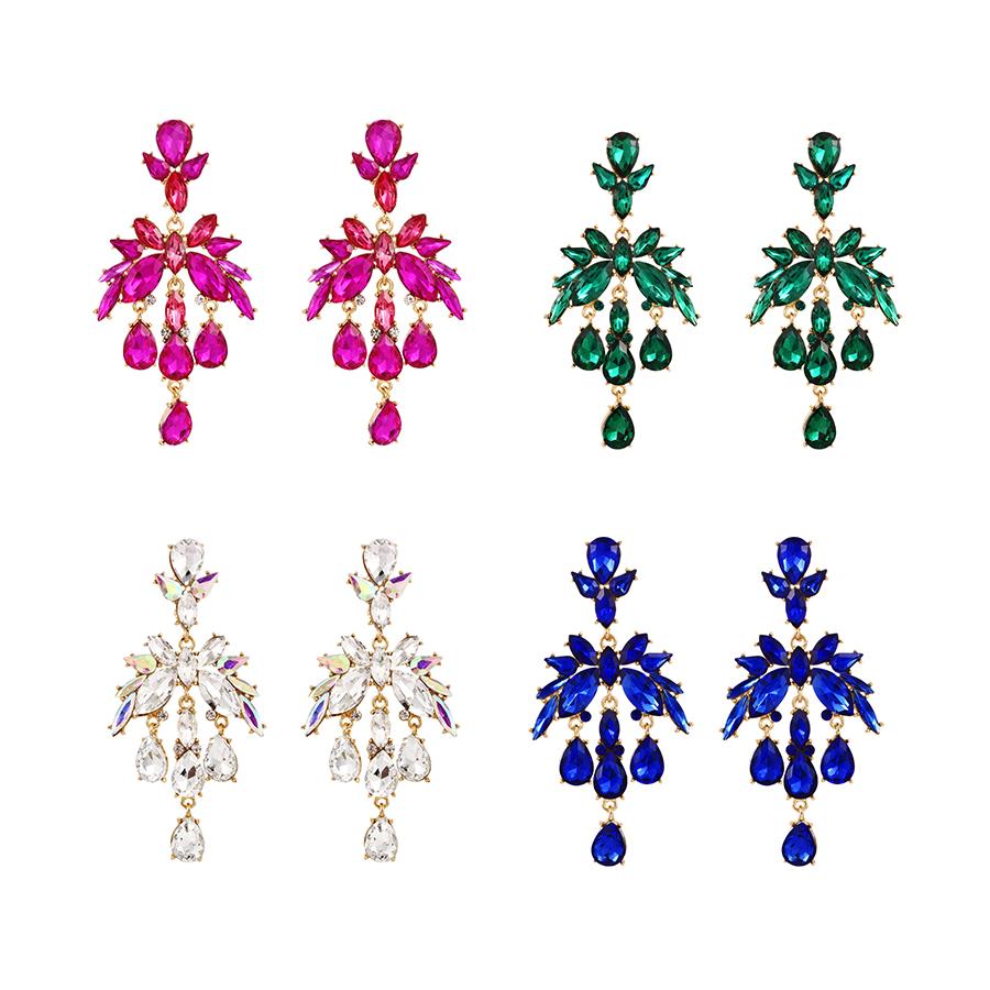 Fashion Red Alloy Diamond Water Drop Geometric Stud Earrings,Stud Earrings