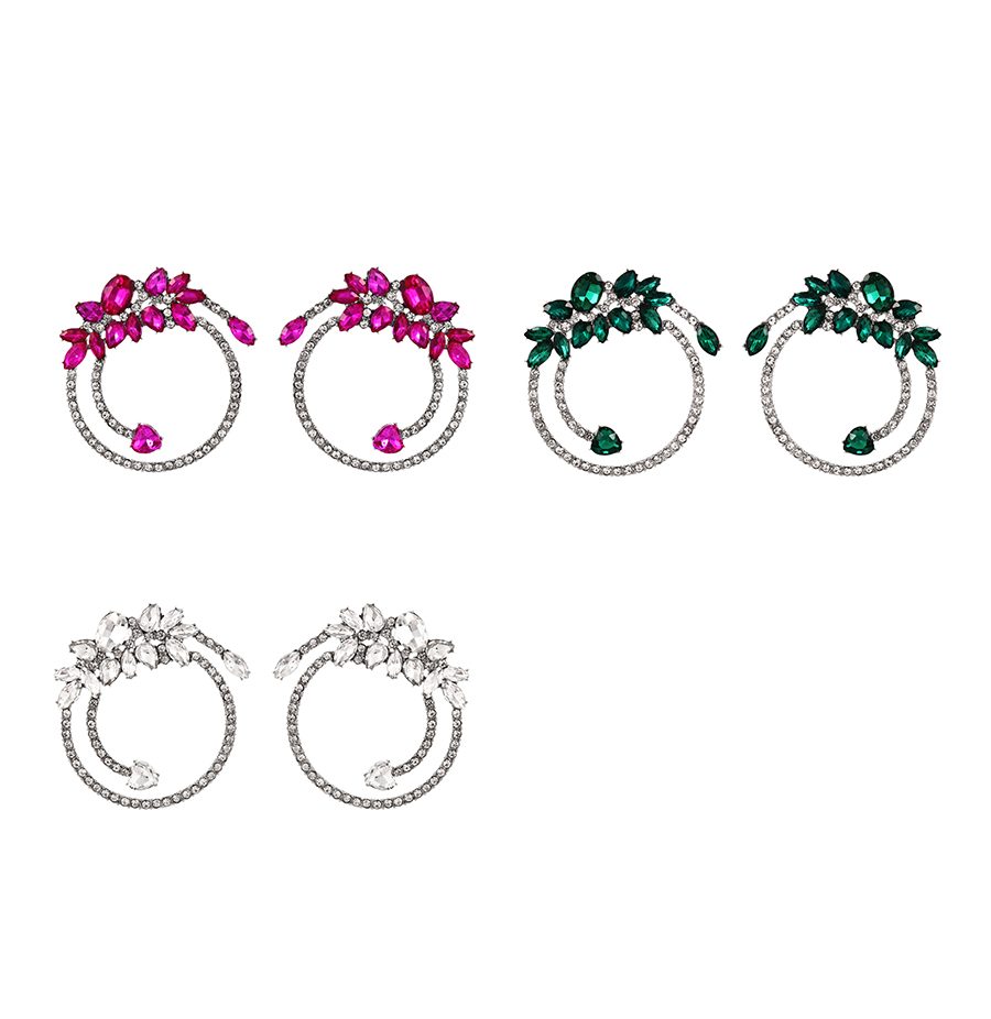 Fashion Green Alloy Diamond Water Drop Geometric Stud Earrings,Stud Earrings