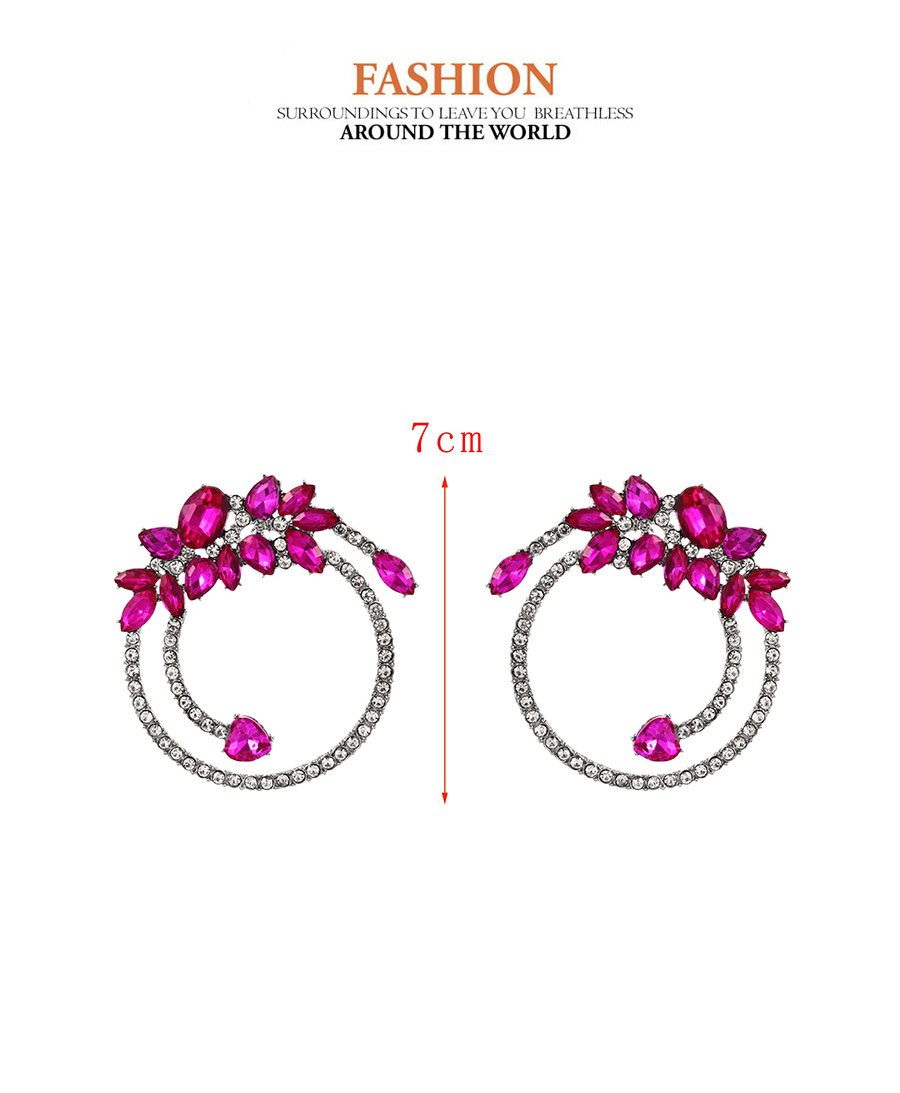 Fashion Red Alloy Diamond Water Drop Geometric Stud Earrings,Stud Earrings
