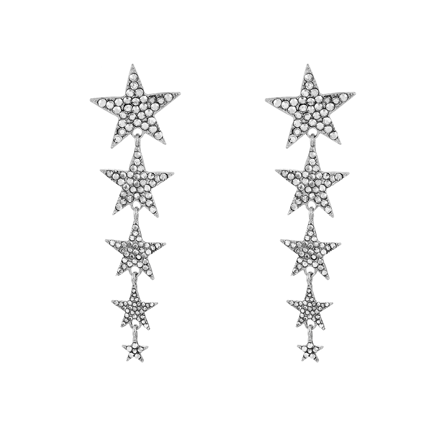Fashion Silver Alloy Diamond Pentagram Stud Earrings,Stud Earrings