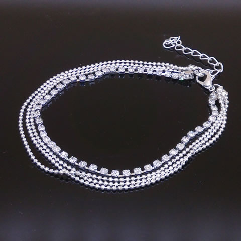 Fashion Silver Alloy Multilayer Ball Chain Anklet,Fashion Anklets
