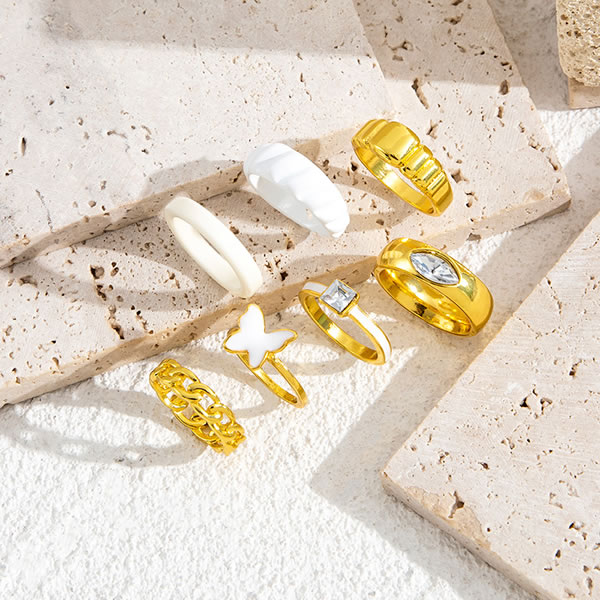 Fashion Gold Alloy Diamond Fritillary Butterfly Ring Set,Jewelry Sets