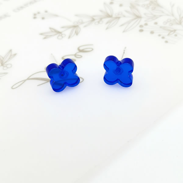 Fashion Blue Alloy Flower Stud Earrings,Stud Earrings