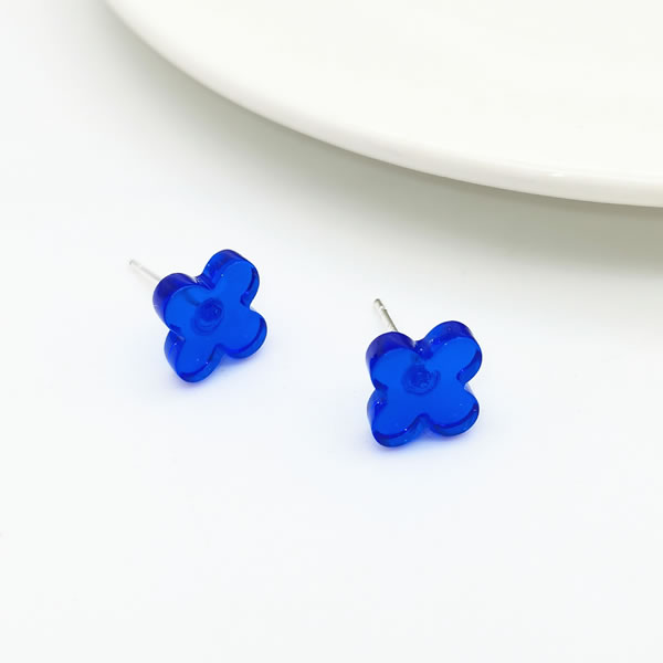 Fashion Blue Alloy Flower Stud Earrings,Stud Earrings