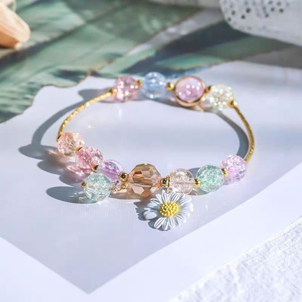 Fashion Color Crystal Stone Beaded Daisy Bracelet,Fashion Bracelets