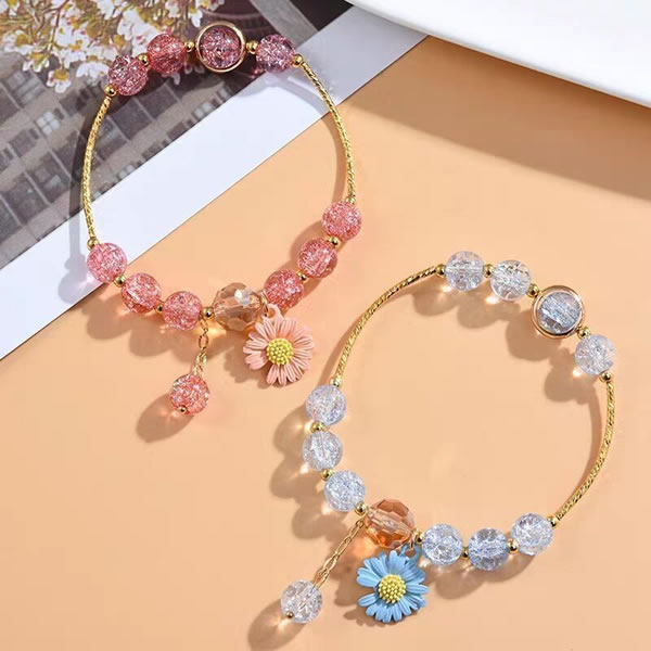 Fashion White Crystal Stone Beaded Daisy Bracelet,Fashion Bracelets