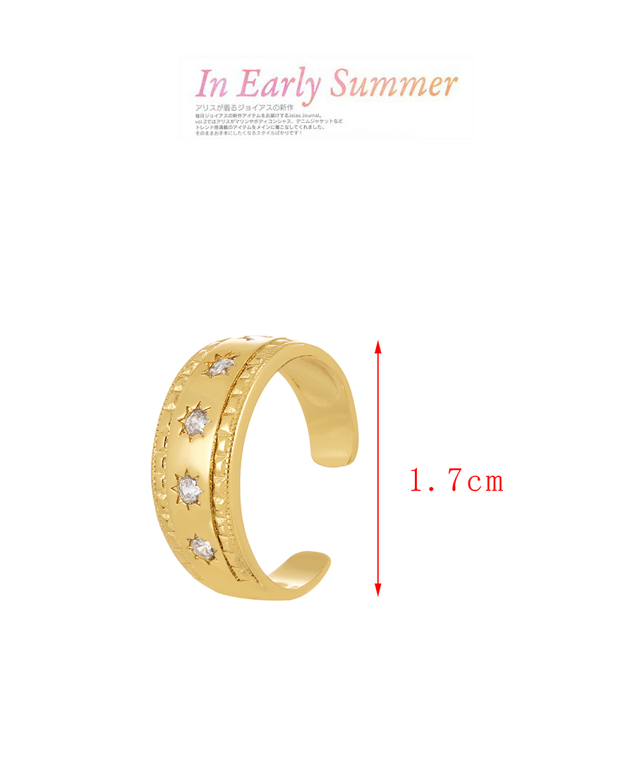 Fashion Green Brass-set Zircon Starburst Open Ring,Rings