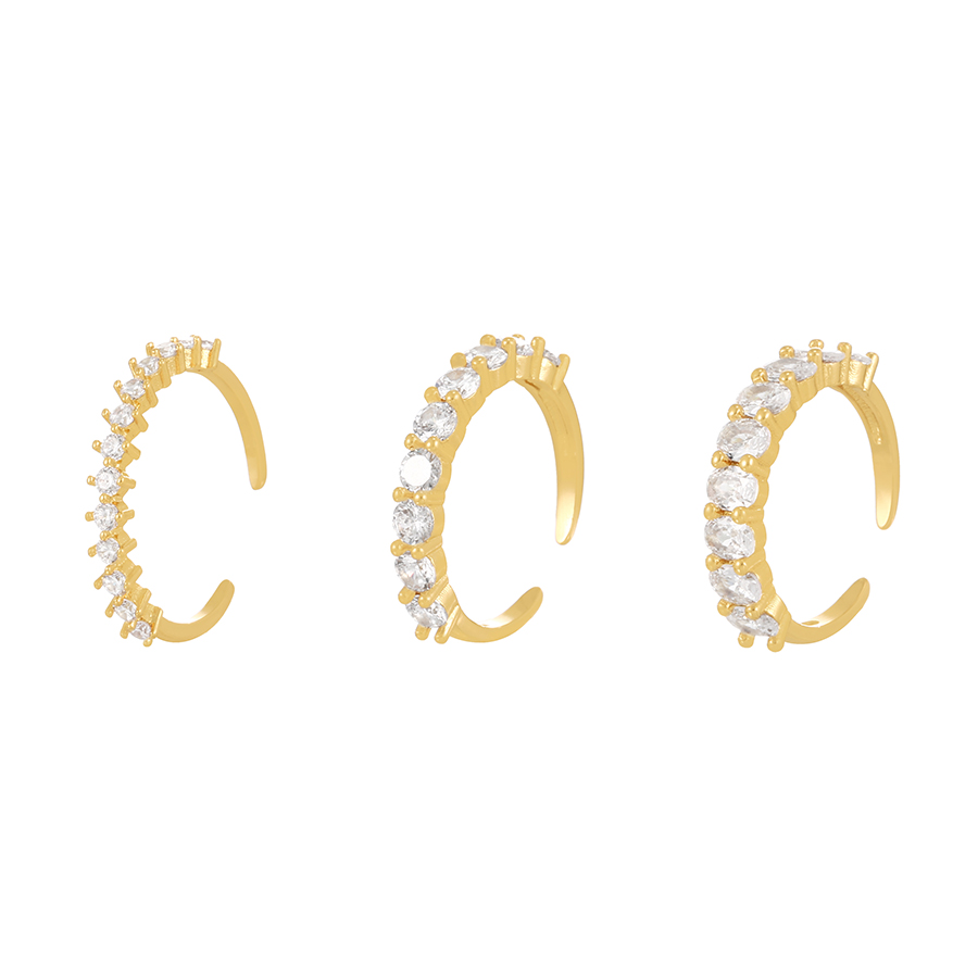 Fashion White-2 Bronze Zircon Geometric Open Ring,Rings