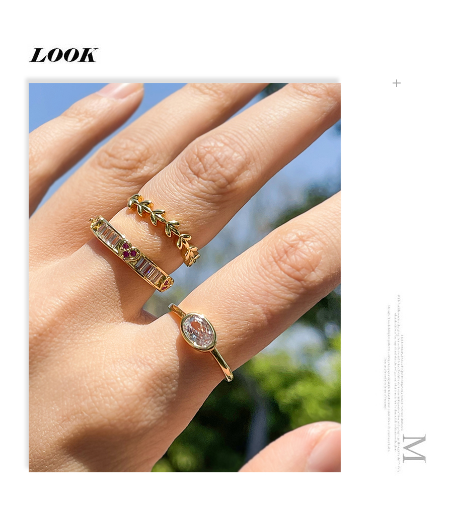 Fashion Gold-2 Copper Leaf Ring,Rings