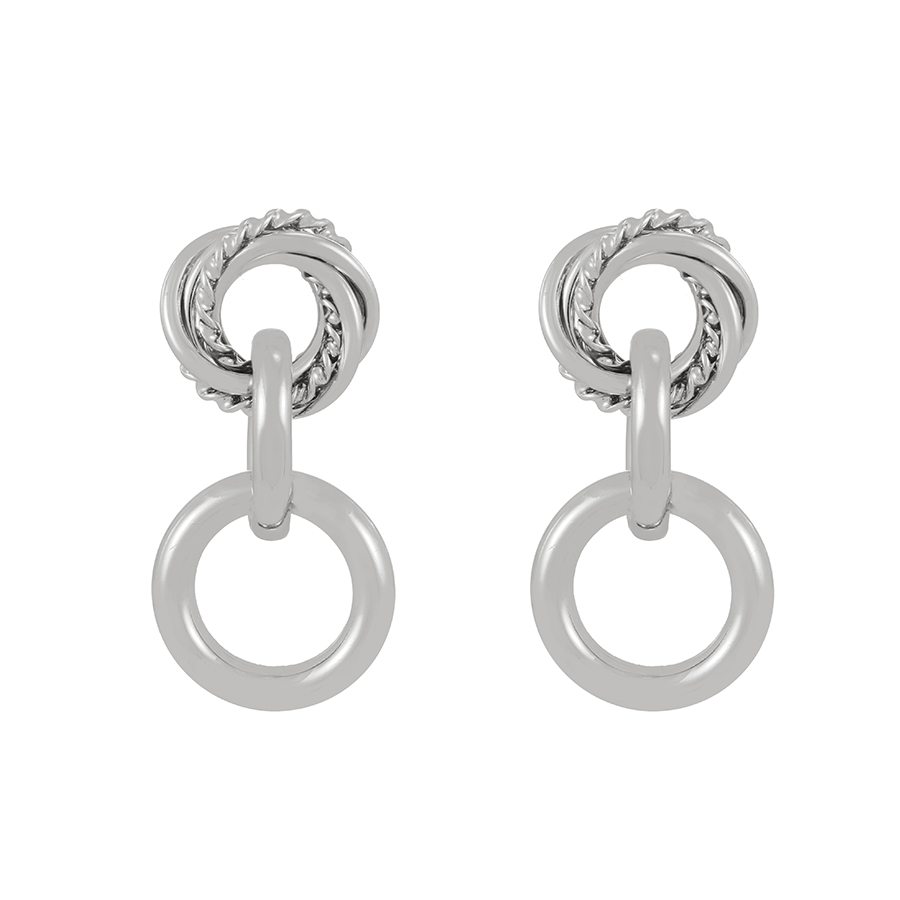 Fashion Silver Alloy Geometric Hoop Stud Earrings,Stud Earrings