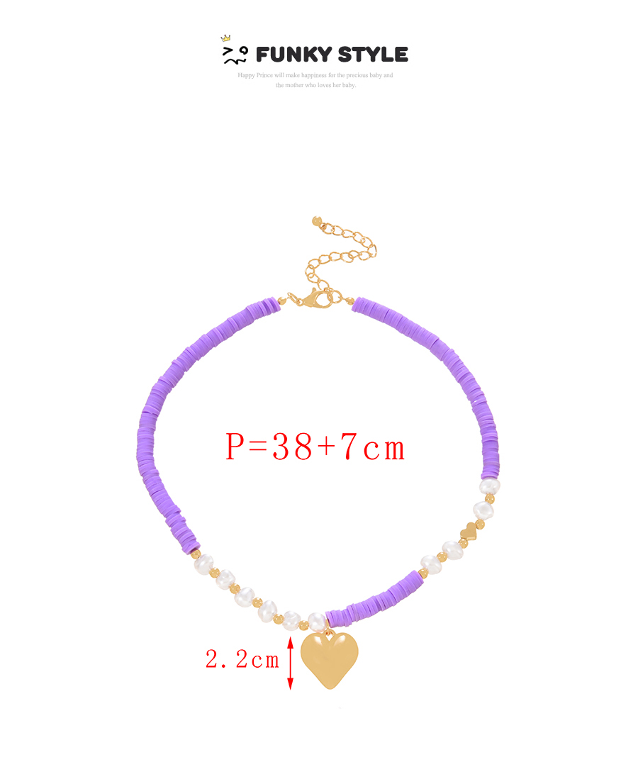 Fashion Purple Clay Shard Pearl Heart Pendant Necklace,Pendants