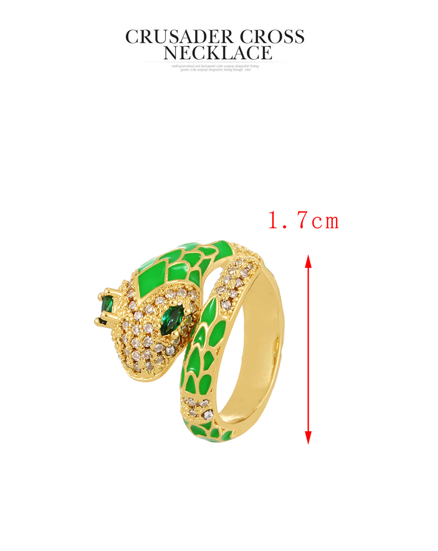 Fashion Orange Bronze Zircon Drip Oil Snake Ring,Rings