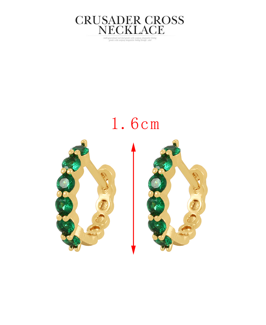 Fashion Green Copper Set Zircon Geometric Earrings,Earrings