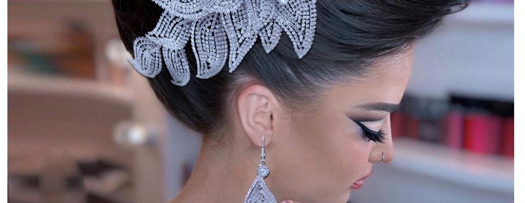 Fashion Silver Color Headdress Geometric Diamond Braided Hair Clip,Bridal Headwear