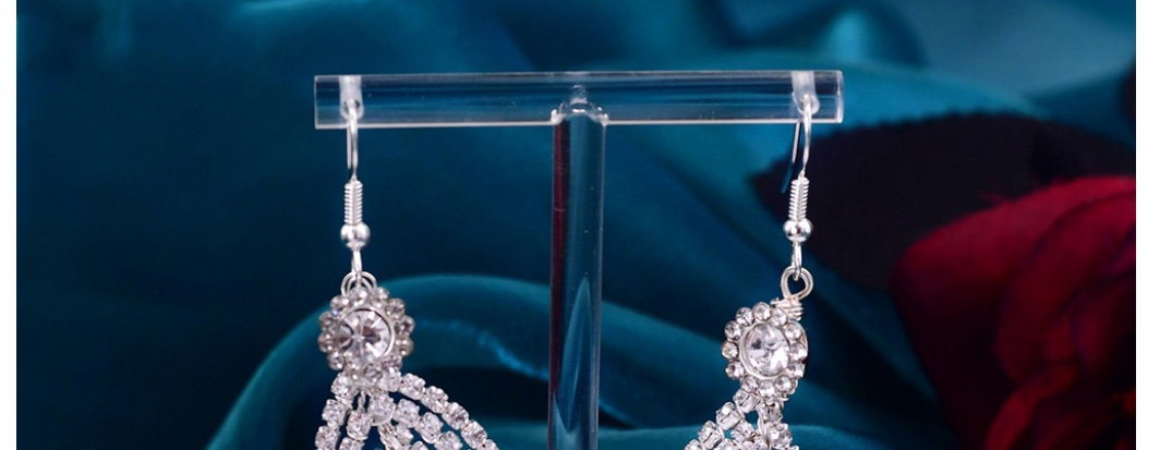 Fashion Silver Color Headwear + Earrings Geometric Diamond Braided Hair Clip Stud Earrings Set,Jewelry Sets