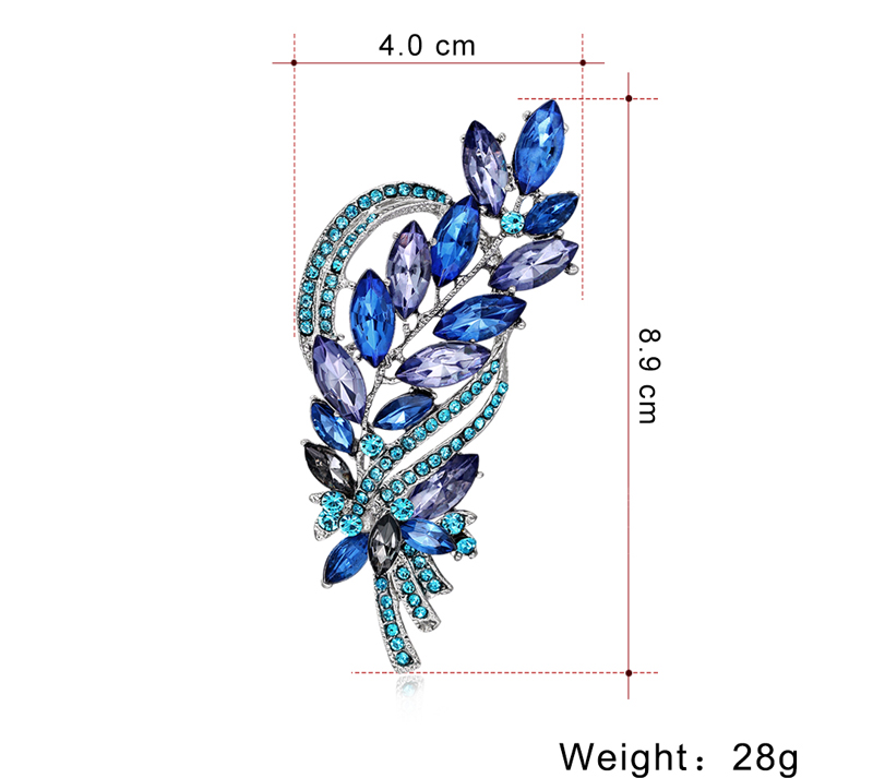 Fashion Blue Alloy Diamond Geometric Brooch,Korean Brooches