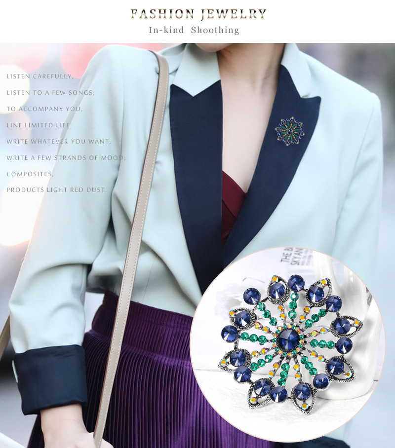 Fashion Color Alloy Diamond Geometric Brooch,Korean Brooches