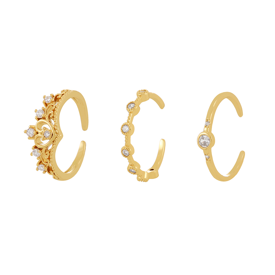 Fashion Gold Bronze Zircon Crown Ring,Rings