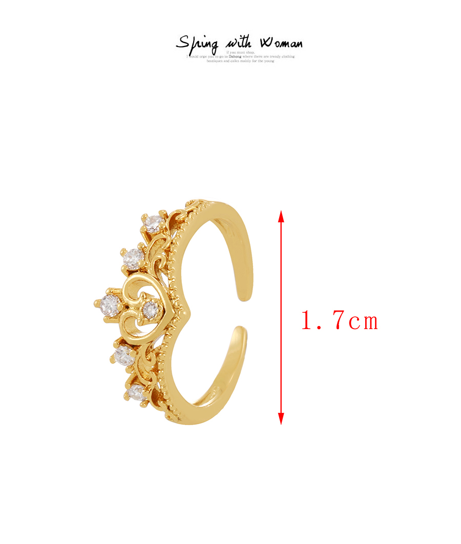 Fashion Gold-3 Bronze Zircon Round Ring,Rings