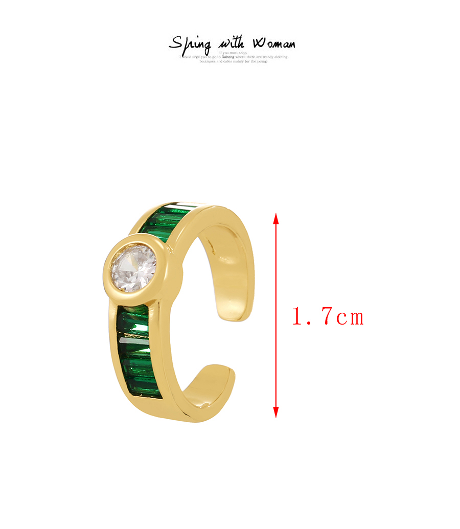 Fashion Green Bronze Zircon Round Ring,Rings