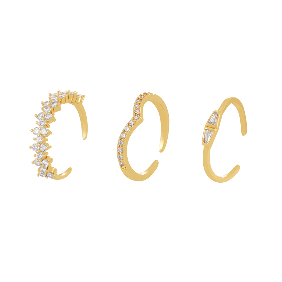 Fashion Gold-2 Copper Set Zircon Heart Ring,Rings