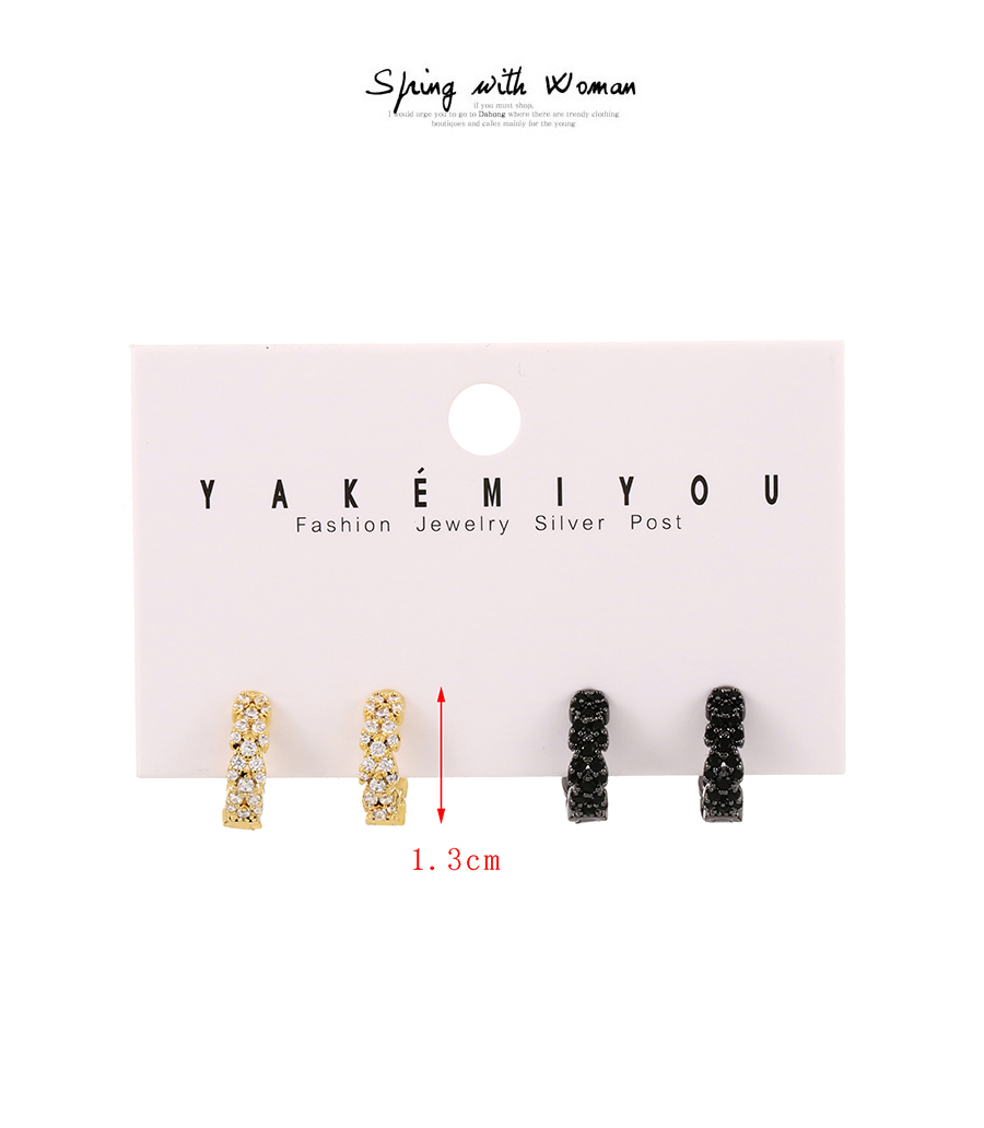 Fashion Gold Set Of 4 Copper Inlaid Zircon Flower Earrings,Jewelry Set