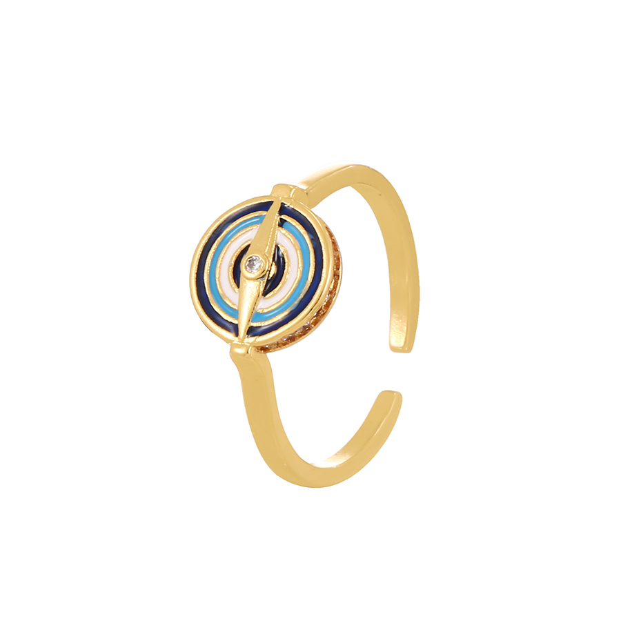 Fashion Gold-2 Bronze Zircon Drip Oil Compass Ring,Rings