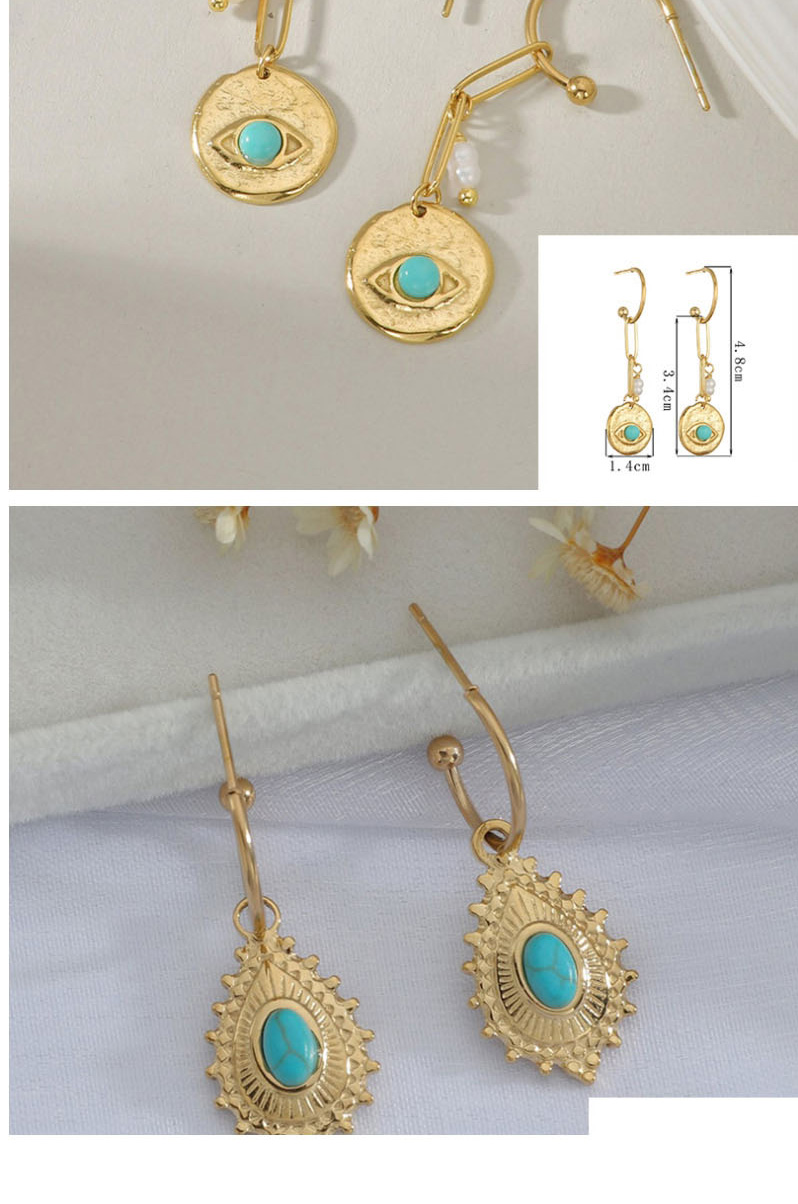 Fashion Olbe278 Stainless Steel Starfish Turquoise Stud Earrings,Earrings