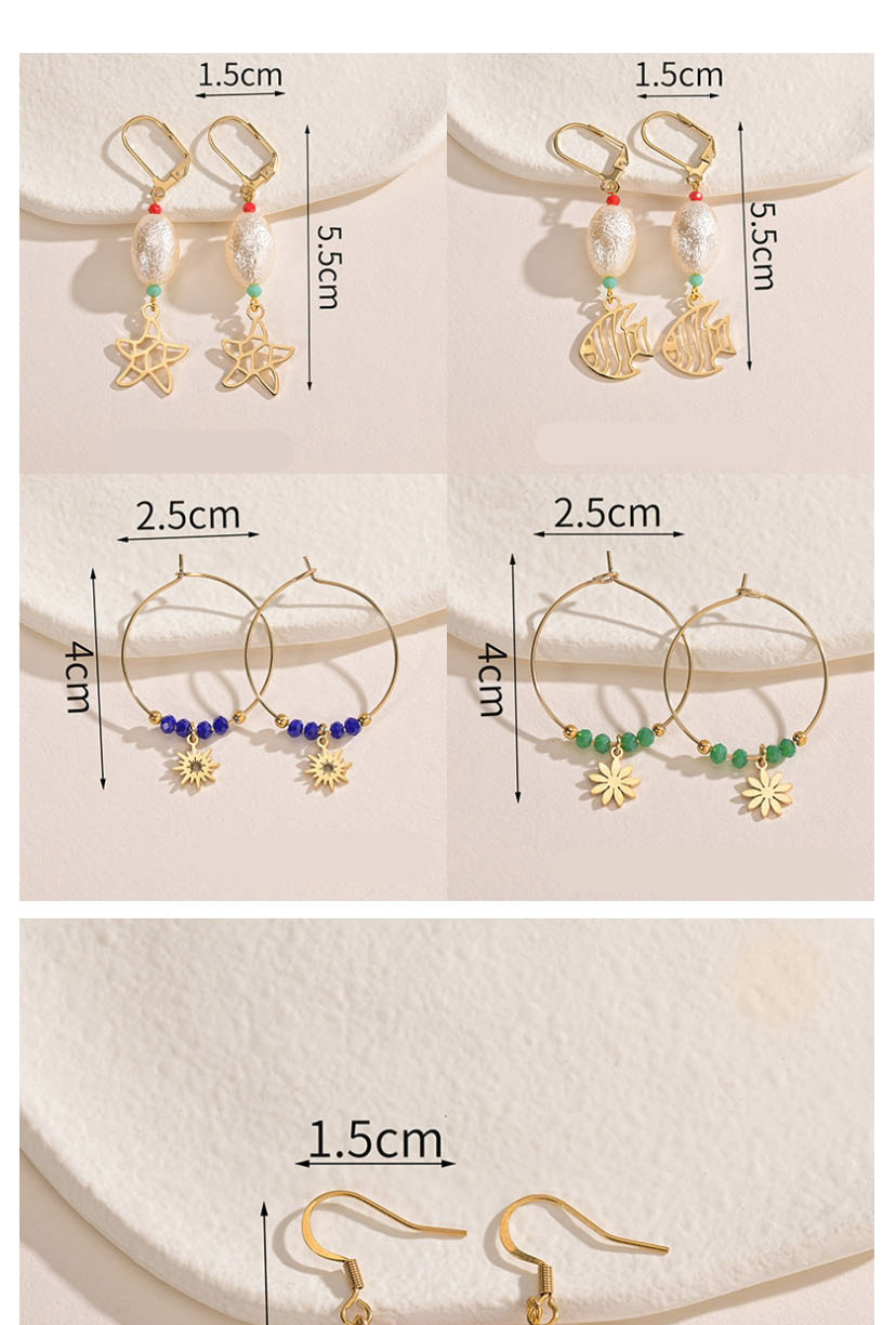 Fashion Green Flower Titanium Geometric Flower Earrings,Earrings