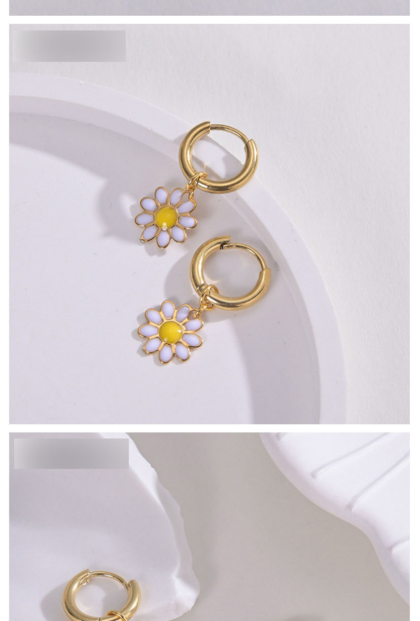 Fashion Flowers Titanium Geometric Flower Earrings,Earrings
