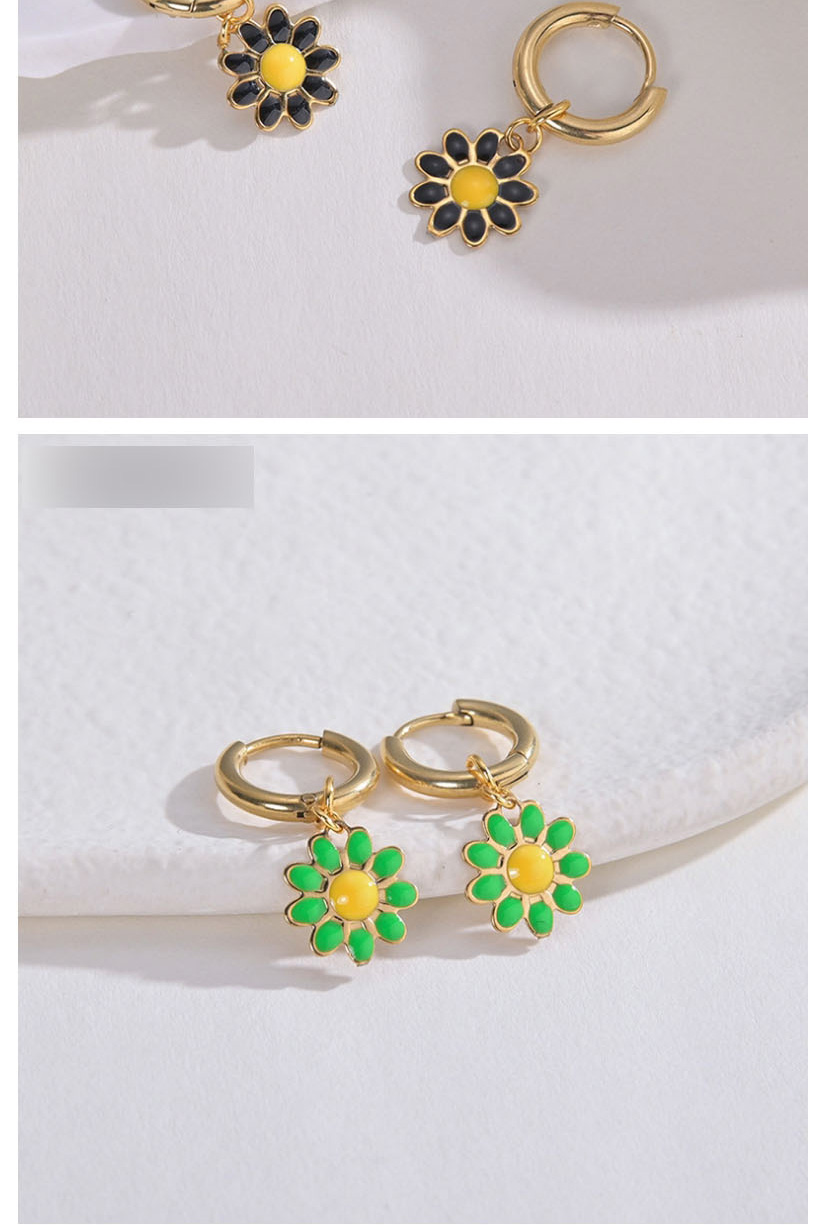 Fashion Green Flower Titanium Geometric Flower Earrings,Earrings