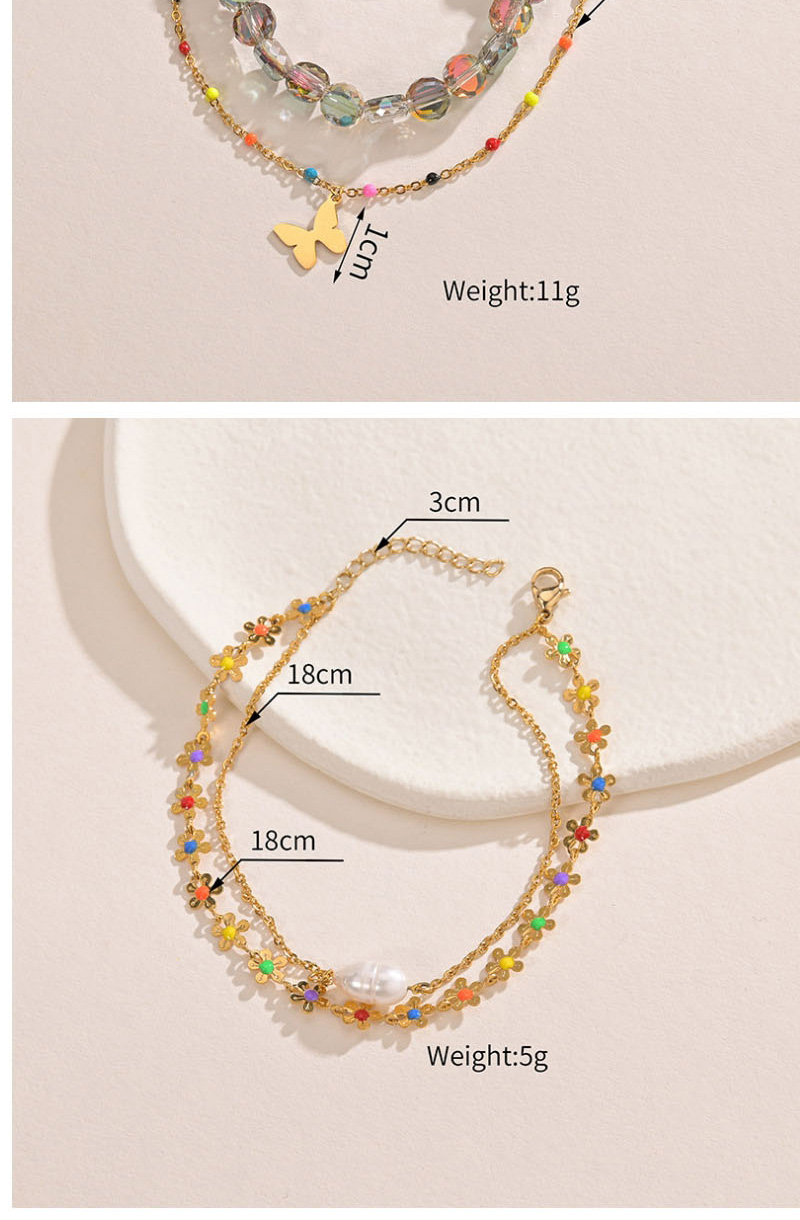 Fashion Olbb836 Titanium Steel Geometric Floral Pearl Double Bracelet,Bracelets