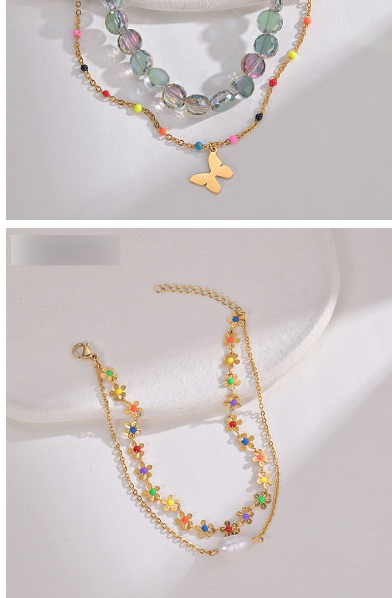 Fashion Olbb834-b Stained Glass Beaded Heart Bracelet,Bracelets