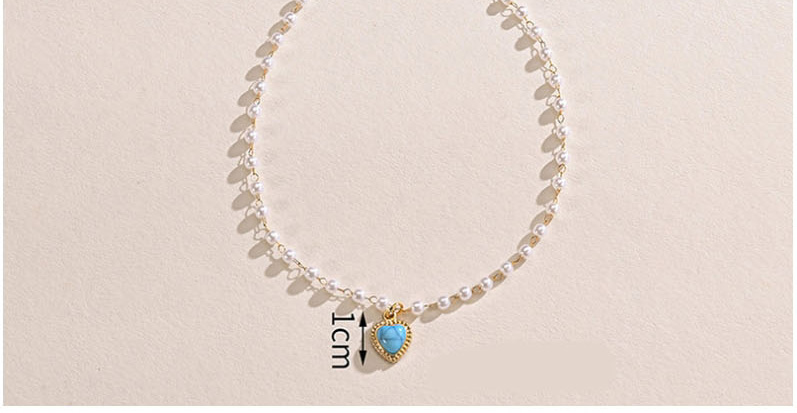 Fashion Gold Color Titanium Blue Pine Love Pearl Necklace,Necklaces