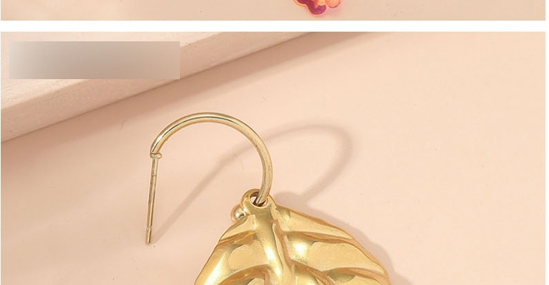 Fashion Olbe432-b (single) Titanium Steel Large Leaf Flower Tassel Earrings,Earrings