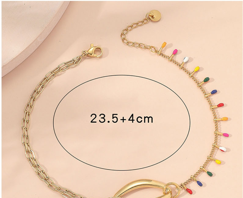 Fashion 2# Titanium Steel Drip Oil Tassel Splicing Chain Double Anklet,Fashion Anklets
